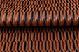 Heavy Weight Burnt Orange Blue Mid-Century Modern Striped Geometric Cut Velvet Upholstery Fabric For Chair|Durable Furniture Fabric For Sofa