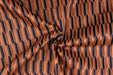 Heavy Weight Burnt Orange Blue Mid-Century Modern Striped Geometric Cut Velvet Upholstery Fabric For Chair|Durable Furniture Fabric For Sofa