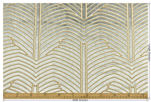 Heavy Weight Pale Blue and Gold Geometric Cut Velvet Upholstery Fabric For Chair Pillow|High End Sofa Furniture Reupholstery Fabric