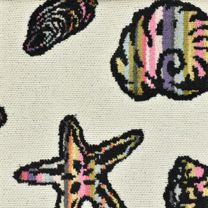 Heavy Weight Coastal Cut Velvet Upholstery Fabric For Chair|Fun Starfish Seashell Fabric|Accent Sofa Material|Beach House Decor Fabric