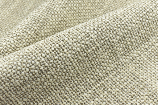 Heavy Weight Chunky Wool Blend Boucle Upholstery Fabric|Cream and Grey Wool Blend Textured Sofas Chairs|Modern Furniture Reupholstery Fabric