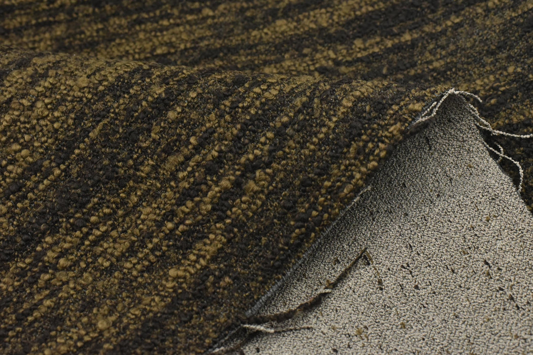Heavy Weight Charcoal Black Olive Gold Wool Linen Blend Boucle Upholstery Fabric|Extra Chunky Texture Modern Furniture Fabric For Sofa Chair