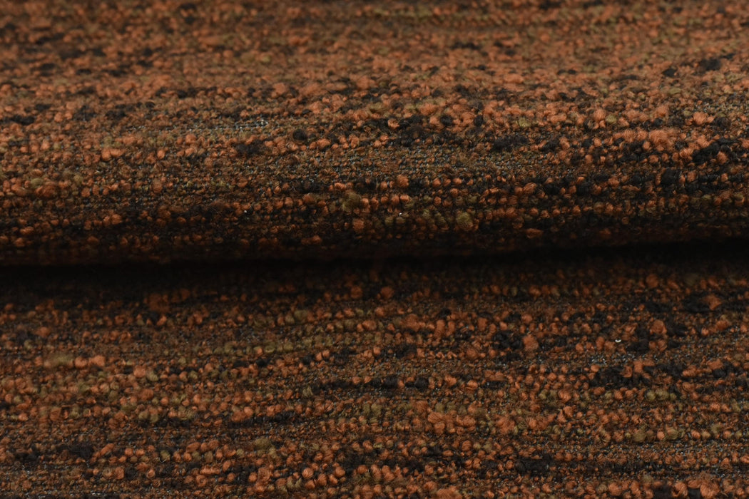 Heavy Weight Reddish Brown Olive Black Wool Linen Blend Boucle Upholstery Fabric|Extra Chunky Texture Modern Furniture Fabric For Sofa Chair