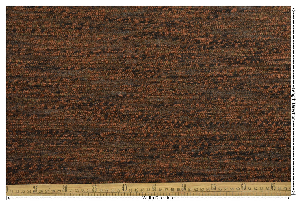 Heavy Weight Reddish Brown Olive Black Wool Linen Blend Boucle Upholstery Fabric|Extra Chunky Texture Modern Furniture Fabric For Sofa Chair
