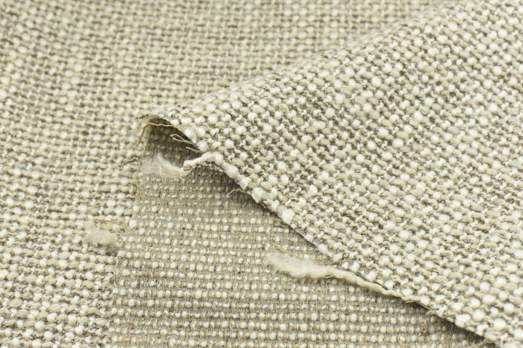 Heavy Weight Chunky Wool Blend Boucle Upholstery Fabric|Cream and Grey Wool Blend Textured Sofas Chairs|Modern Furniture Reupholstery Fabric