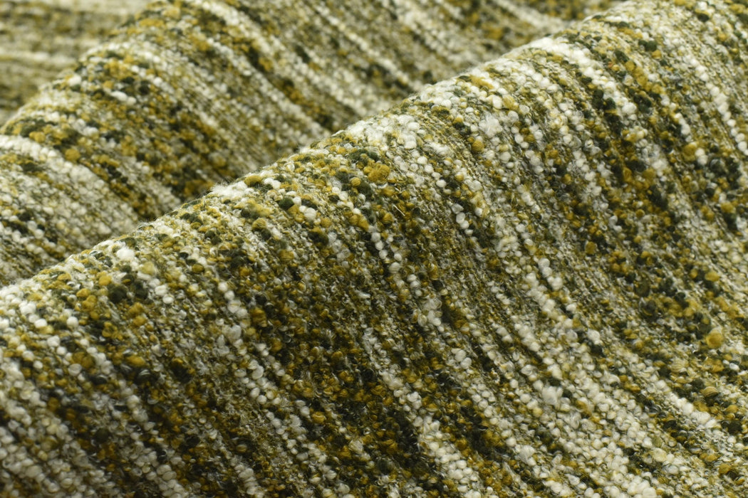 Heavy Weight Olive Green Mustard Wool Linen Blend Boucle Upholstery Fabric|Extra Chunky Texture Modern Furniture Fabric For Sofa Chair