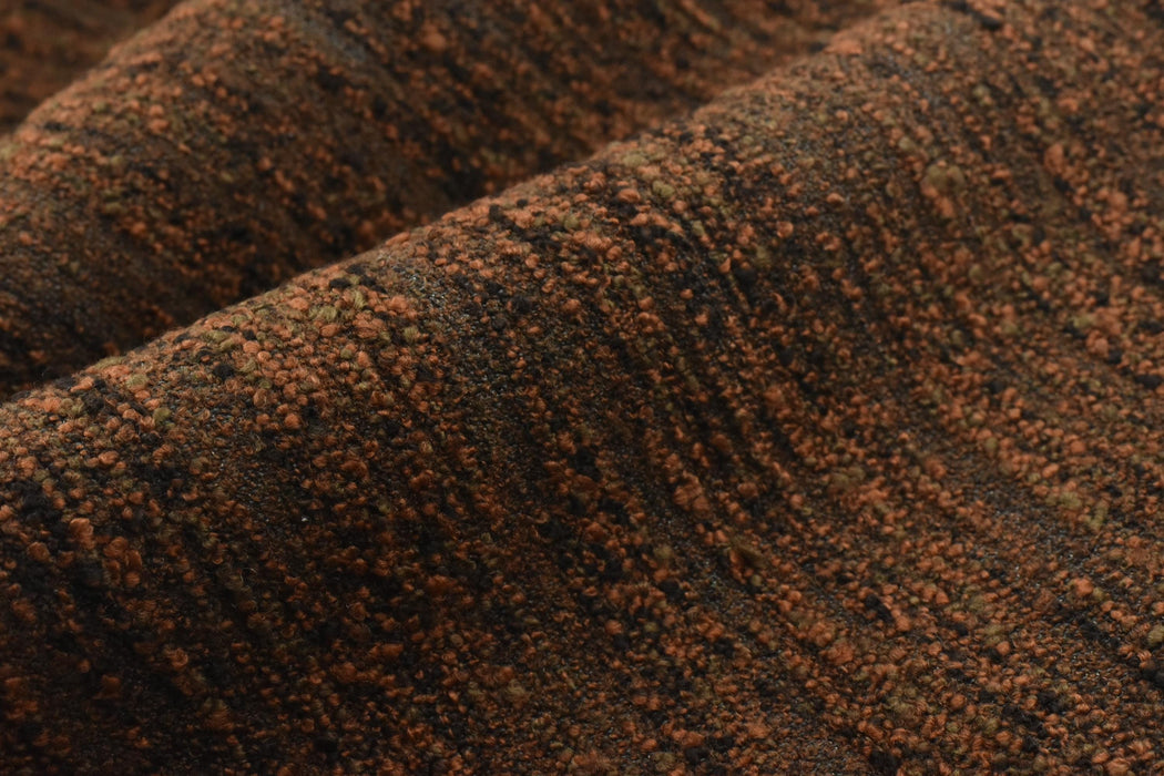 Heavy Weight Reddish Brown Olive Black Wool Linen Blend Boucle Upholstery Fabric|Extra Chunky Texture Modern Furniture Fabric For Sofa Chair