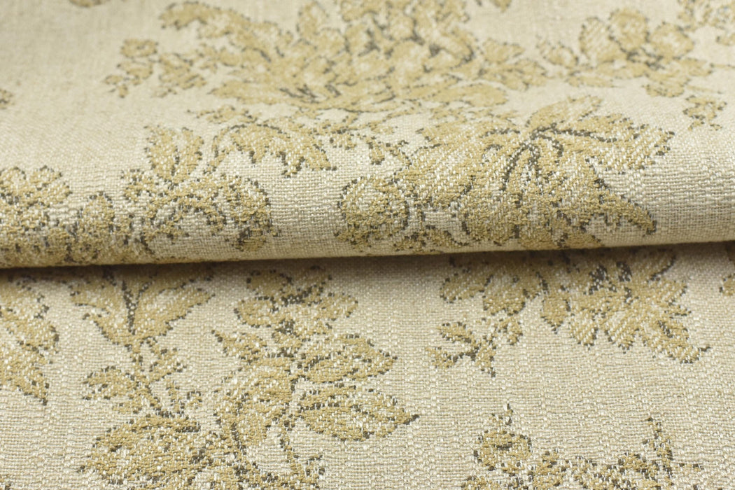 Heavy Weight Vintage Floral Linen Blend Upholstery Fabric|French Country Jacquard Fabric|Beige Taupe Floral Sofa Fabric|Antique Chair Fabric