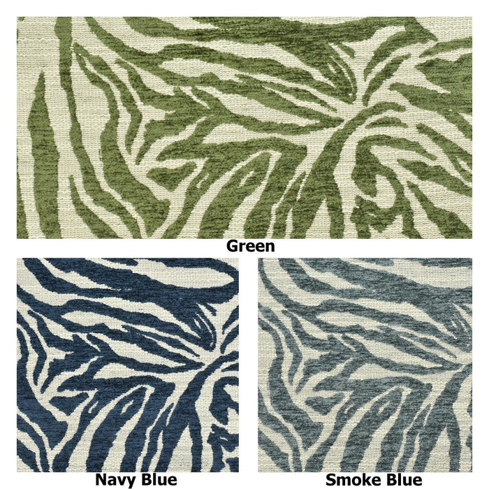 Designer Heavy Weight Green Cream Chenille Zebra Jacquard Textured Upholstery Fabric|Abstract Animal Skin Print Geometric Woven Decor Fabric