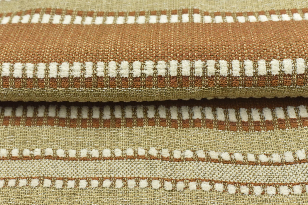 Designer Heavy Weight Linen Blend Stripe Upholstery Fabric For Chair Sofa|Rustic Farmhouse Fabric|Boho Woven Fabric For Ottoman