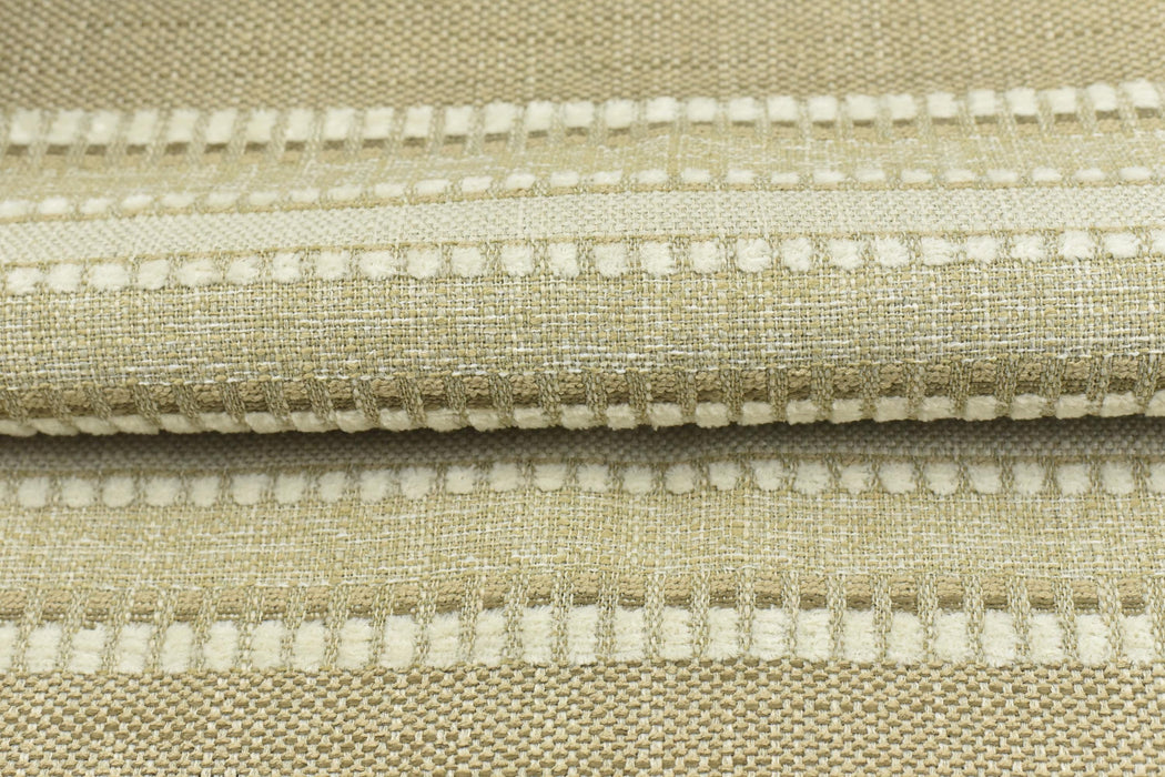 Designer Heavy Weight Linen Blend Stripe Upholstery Fabric For Chair Sofa|Rustic Farmhouse Fabric|Boho Woven Fabric For Ottoman