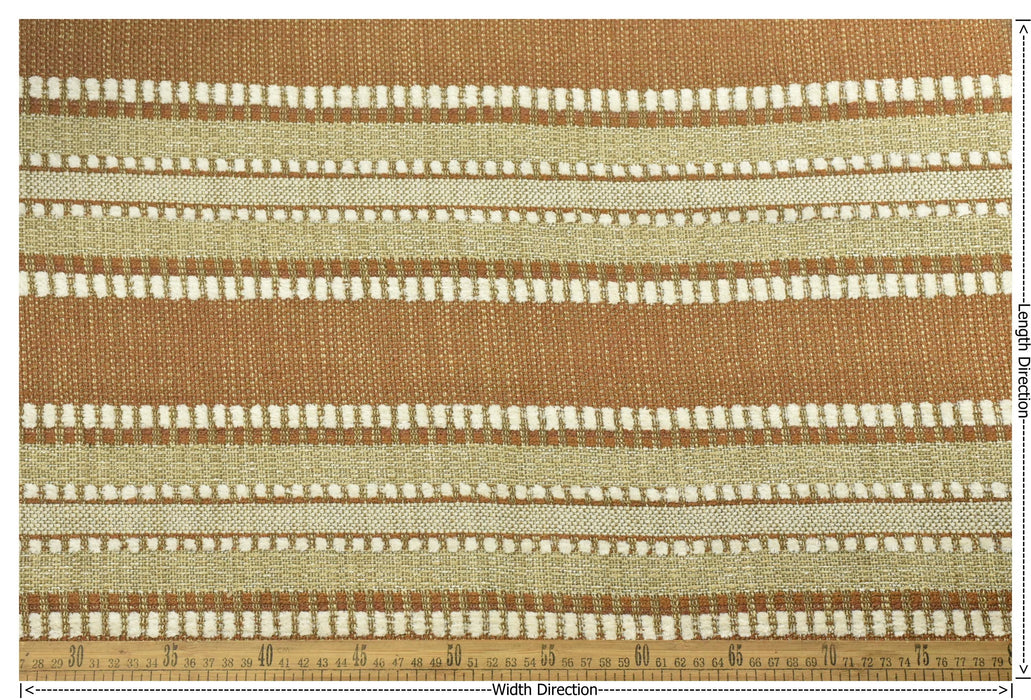 Designer Heavy Weight Linen Blend Stripe Upholstery Fabric For Chair Sofa|Rustic Farmhouse Fabric|Boho Woven Fabric For Ottoman