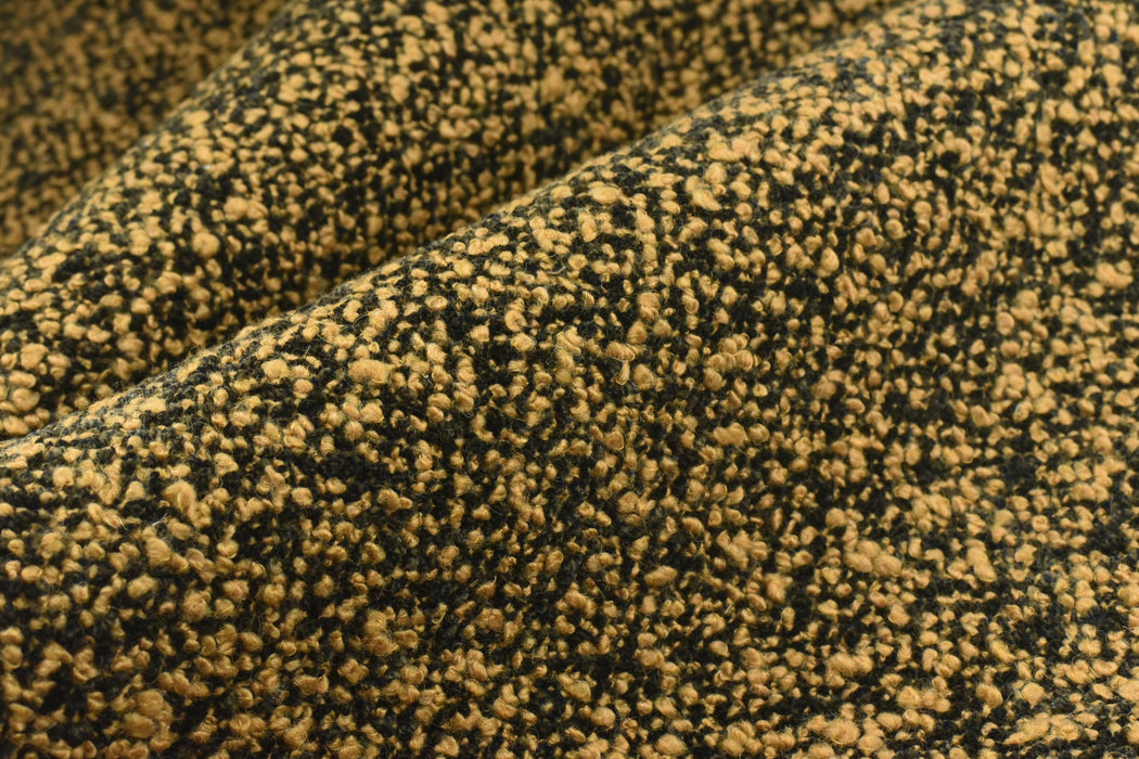 Designer Upmarket Heavy Weight Golden Mustard Irregular Wool Blend Boucle Upholstery Fabric For Chair Couch|Vintage Chunky Furniture Fabric
