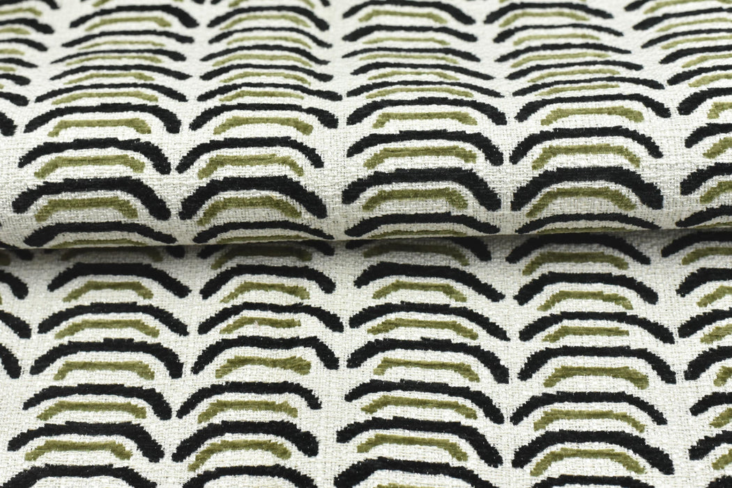 Heavy Weight Black Green Geometric Upholstery Fabric|Modern Arc Pattern Sofa Fabric|Cotton Blend Furniture Fabric For Accent Chair Cushion