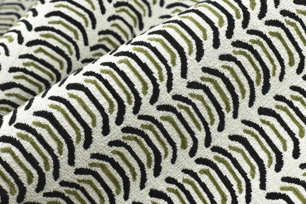 Heavy Weight Black Green Geometric Upholstery Fabric|Modern Arc Pattern Sofa Fabric|Cotton Blend Furniture Fabric For Accent Chair Cushion