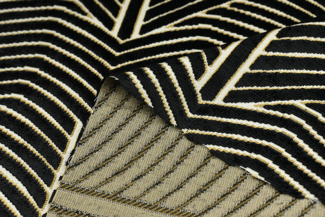 Heavy Weight Black Gold Geometric Cut Velvet Upholstery Fabric For Chair Pillow|High End Sofa Furniture Reupholstery Fabric