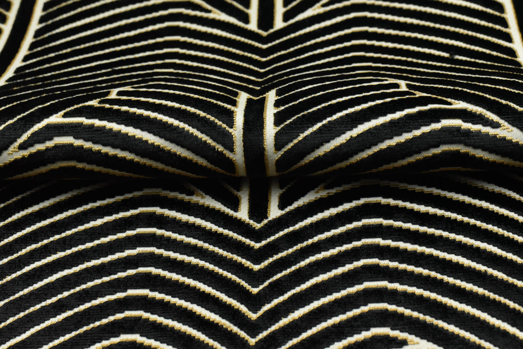 Heavy Weight Black Gold Geometric Cut Velvet Upholstery Fabric For Chair Pillow|High End Sofa Furniture Reupholstery Fabric