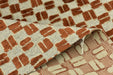 Heavy Weight Wool Blend Geometric Block Pattern Cut Velvet Upholstery Fabric|Rust Brown Beige Grey Fabric|Textured Modern Sofa Chair Fabric