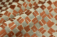 Heavy Weight Wool Blend Geometric Block Pattern Cut Velvet Upholstery Fabric|Rust Brown Beige Grey Fabric|Textured Modern Sofa Chair Fabric