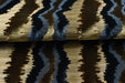 Heavy Weight Blue Gold Cut Velvet Uphosletry Fabric|Abstract Wavy Stripe Upholstery|Luxury Interior Design Fabric For Chair Sofa Pillow