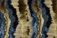 Heavy Weight Blue Gold Cut Velvet Uphosletry Fabric|Abstract Wavy Stripe Upholstery|Luxury Interior Design Fabric For Chair Sofa Pillow