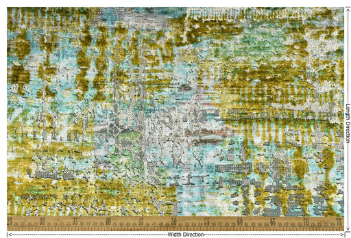 Heavy Weight Abstract Cut Velvet Upholstery Fabric For Chair|Luxury Turquoise Gold Sage Fabric For Cushion|Rustic Furniture Fabric