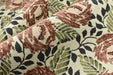 Heavy Weight Rust Pink Green Chenille Jacquard Rose Floral Upholstery Fabric For Chair|Vintage Rustic Botanical Sofa Fabric For Furniture