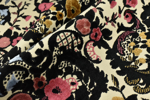 Heavy Weight Black Pink Gold Blue Floral Basket Raised Cut Velvet Upholstery Fabric For Chair|High End Colorful Velvet Fabric For Furniture