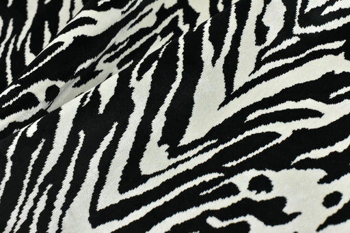 Heavy Weight Luxury Black White Zebra Abstract Animal Skin Print Cut Velvet Upholstery Fabric For Chair Couch|Geometric Wild Animal Fabric