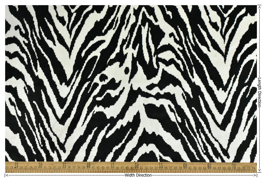 Heavy Weight Luxury Black White Zebra Abstract Animal Skin Print Cut Velvet Upholstery Fabric For Chair Couch|Geometric Wild Animal Fabric