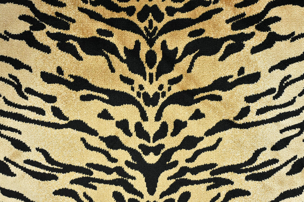 Heavy Weight Luxury Black Gold Tiger Stripe Animal Print Cut Velvet Upholstery Fabric For Chair Couch|Abstract Geometric Wild Animal Fabric
