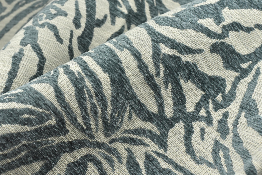 Designer Heavy Weight Smoke Blue Chenille Zebra Jacquard Textured Upholstery Fabric|Abstract Animal Skin Print Geometric Woven Decor Fabric