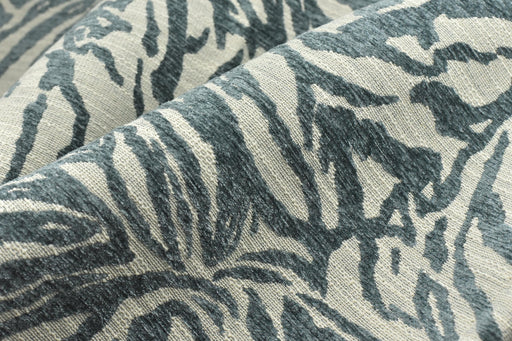 Designer Heavy Weight Smoke Blue Chenille Zebra Jacquard Textured Upholstery Fabric|Abstract Animal Skin Print Geometric Woven Decor Fabric