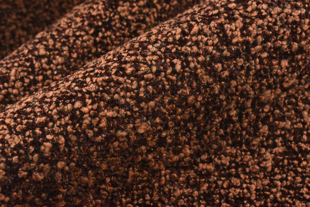 Designer Upmarket Heavy Weight Rust Red Irregular Wool Blend Boucle Upholstery Fabric For Chair Couch|Vintage Chunky Furniture Fabric
