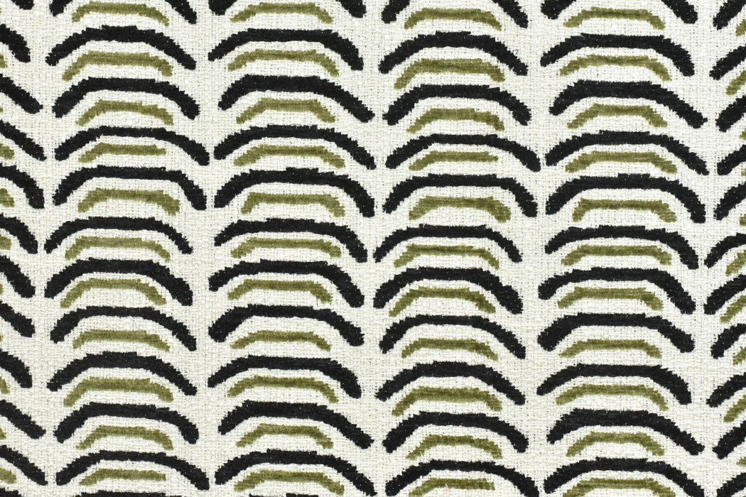 Heavy Weight Black Green Geometric Upholstery Fabric|Modern Arc Pattern Sofa Fabric|Cotton Blend Furniture Fabric For Accent Chair Cushion