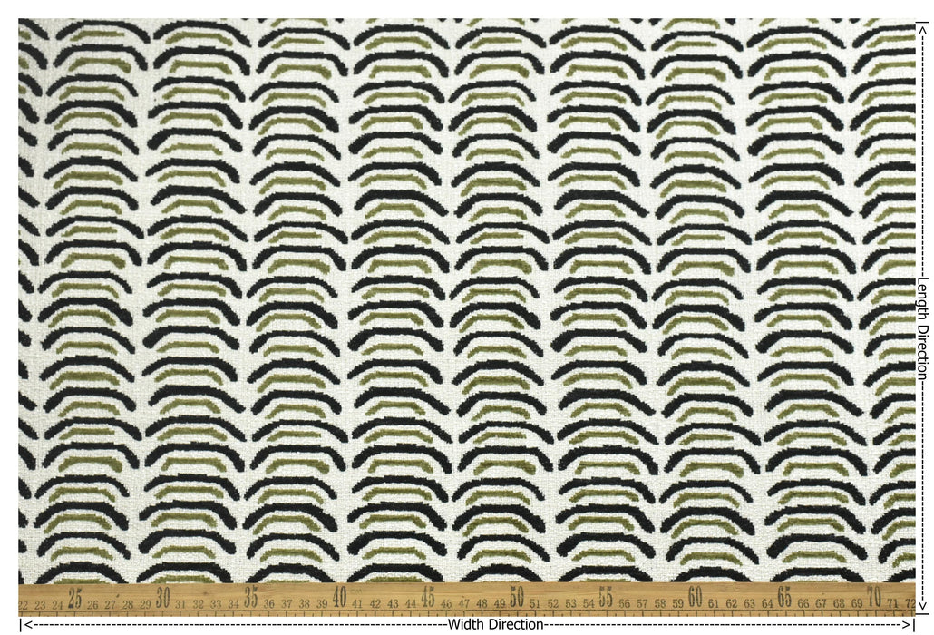 Heavy Weight Black Green Geometric Upholstery Fabric|Modern Arc Pattern Sofa Fabric|Cotton Blend Furniture Fabric For Accent Chair Cushion