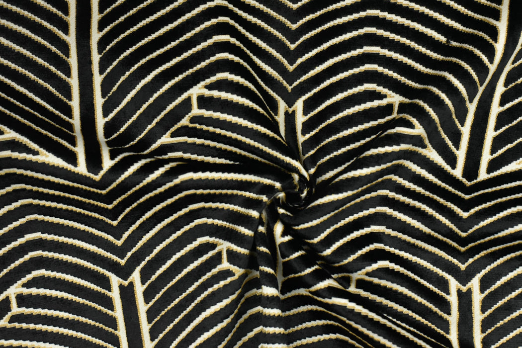 Heavy Weight Black Gold Geometric Cut Velvet Upholstery Fabric For Chair Pillow|High End Sofa Furniture Reupholstery Fabric