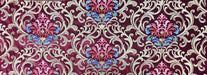 Heavy Weight Red Green Gold Damask Floral Embroidered Cut Velvet Upholstery Fabric For Chair|Luxury Colorful Flower Fabric with Sequins