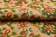 Heavy Weight Linen Blend Rust Green Gold Embroidered Floral Paisley Fabric Upholstery Fabric|Boho Vintage Fabric for Sofa Chair and Cushion