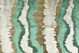 Heav Weight Turquoise Gold Cut Velvet Uphosletry Fabric|Abstract Wavy Stripe Upholstery|Luxury Interior Design Fabric For Chair Sofa Pillow
