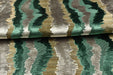 Heav Weight Turquoise Gold Cut Velvet Uphosletry Fabric|Abstract Wavy Stripe Upholstery|Luxury Interior Design Fabric For Chair Sofa Pillow