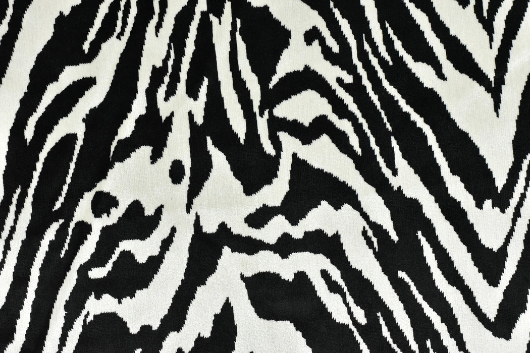 Heavy Weight Luxury Black White Zebra Abstract Animal Skin Print Cut Velvet Upholstery Fabric For Chair Couch|Geometric Wild Animal Fabric