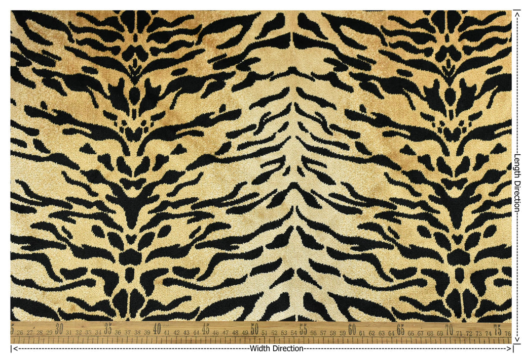 Heavy Weight Luxury Black Gold Tiger Stripe Animal Print Cut Velvet Upholstery Fabric For Chair Couch|Abstract Geometric Wild Animal Fabric