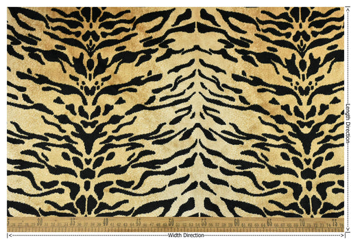 Heavy Weight Luxury Black Gold Tiger Stripe Animal Print Cut Velvet Upholstery Fabric For Chair Couch|Abstract Geometric Wild Animal Fabric