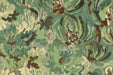 Designer Heavy Weight Cotton Linen Blend Green Teal Floral Cut Velvet Upholstery Fabric For Chair|Vintage Botanical Fabric for Sofa Cushion