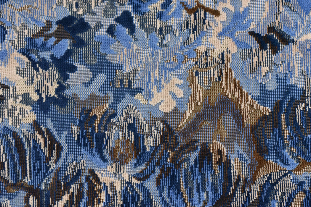 Designer Heavy Weight Cotton Linen Blend Green Teal Floral Cut Velvet Upholstery Fabric For Chair|Vintage Botanical Fabric for Sofa Cushion
