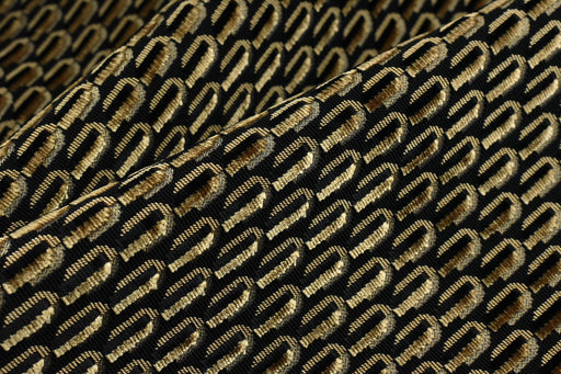 Designer Heavy Weight Black Gold Geometric Cut Velvet Upholstery Fabric For Chair|Viscose Rayon Blend Luxury Furniture Fabric for Sofa