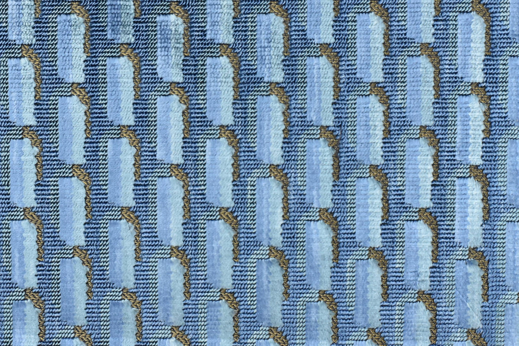 Designer Heavy Weight Black Gold Geometric Cut Velvet Upholstery Fabric For Chair|Viscose Rayon Blend Luxury Furniture Fabric for Sofa