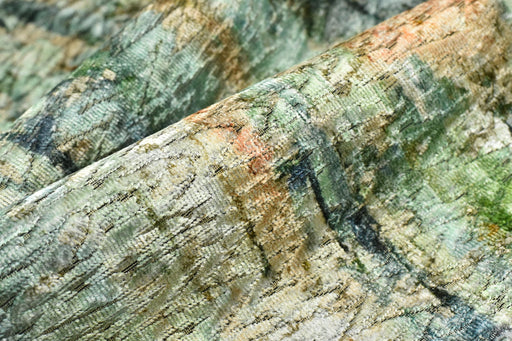 Designer Heavy Weight Abstract Painterly Cut Velvet Upholstery Fabric For Chair|Watercolor Green Blue Cream Velvet for Sofa Furniture