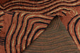 Heavy Weight Brown Rust Abstract Geometric Cut Velvet Upholstery Fabric For Chair|Wavy Contour Pattern|Luxury Designer Fabric for Sofa